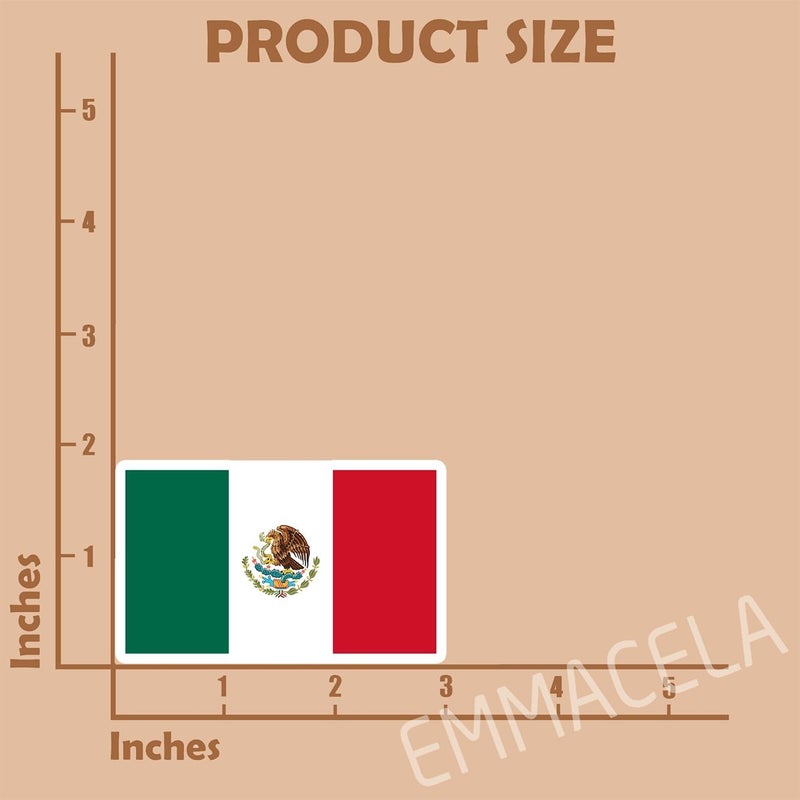 EMMACELA (3PCS) Mexico Flag stickers, Countries Flag Stickers - Waterproof Vinyl Decals For Laptops, Tumblers, Water Bottles, Books, Scrapbooks, Size 3 X 1.8 Inch - Image 2